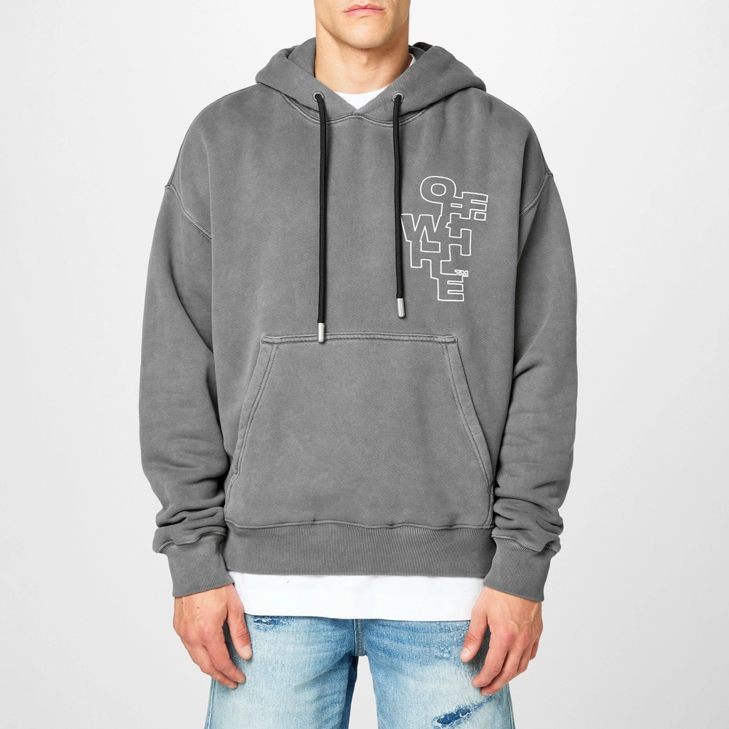 Off White Line Arrow Over The Head Hoodie - Black
